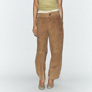 ZARA 100% SUEDE LEATHER PANTS